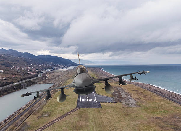 istock F-16 jet aircraft taking off. 2221315174