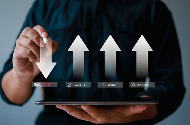 istock Strategic management planning, cost management and quality efficiency, improvement concepts, increased quality, speed, efficiency, reduced cost. 2221315342