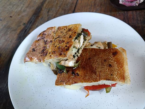 istock Chicken panini with cheese, eggplant and paprika 2221317424