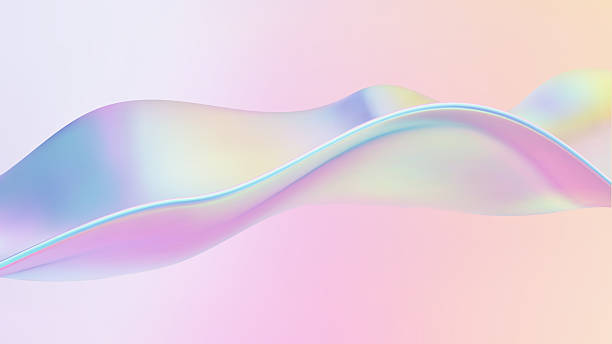 istock Abstract 3D liquid wave background with glass ribbon fluid and blue shapes. Featuring holographic gradient for iridescent flow texture and light. Contemporary spectral wallpaper movement. 2221334055