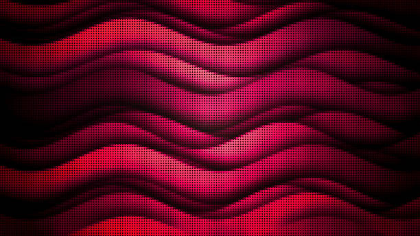 Dark red and black abstract background with wavy layered shapes and subtle dot pattern