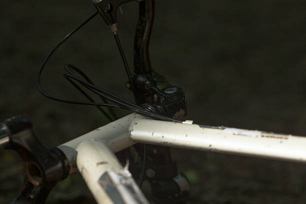 istock A detailed close up of a bicycle that has a broken frame section 2221344760