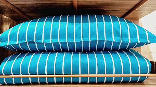 Red  striped pillow on the sofa