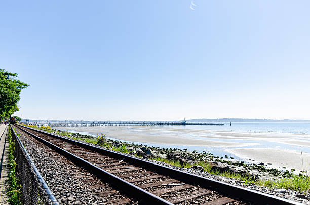 istock Railway along the  White Rock Pier Waterfront, Surrey, BC, Canada 2221346119