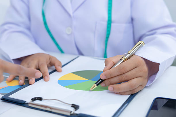 istock Doctor analyzing colorful pie chart with pen in hand 2221348211