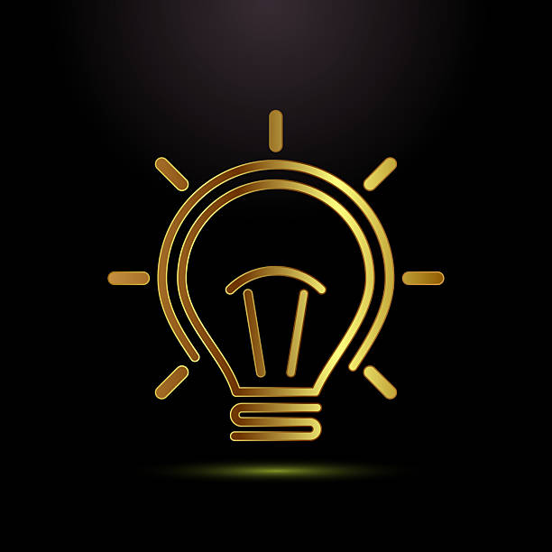 istock Electric light bulb icon design illustration, Creative idea icon sign symbol in gold color style 2221350468