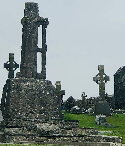 Church Ruin on the Spectacular landscape of the Burren region of County Clare, Ireland. Exposed karst limestone bedrock at the Burren National Park