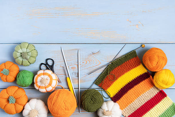 istock Set for hobby of knitting warm clothes 2221359244