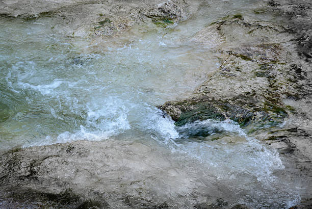 View of flowing water in a stream in horizontal format