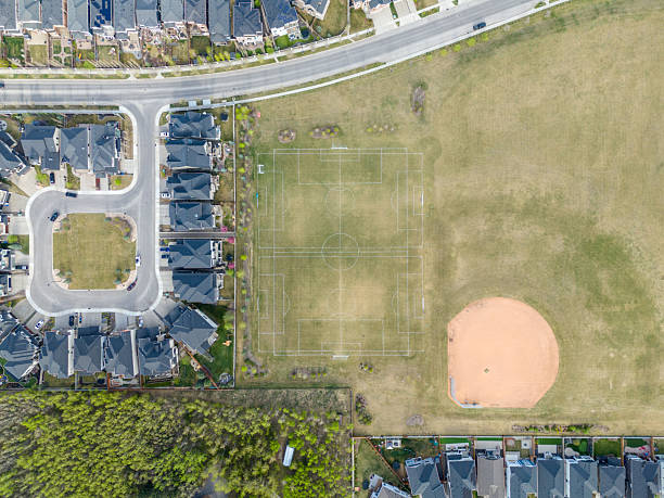 istock Aerial view os suburban sports fields 2221361607