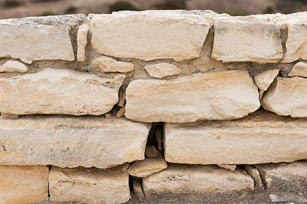 istock Beige stone wall of ancient city, sand rocks set, texture 2221369178