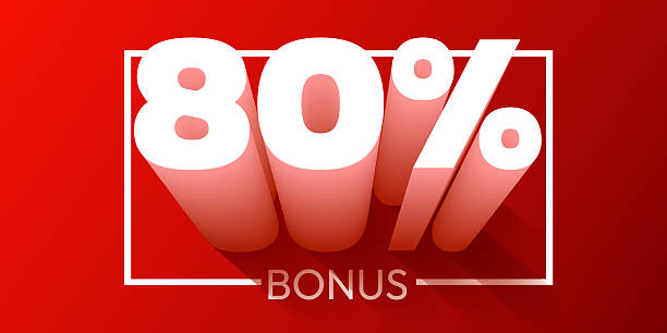 istock 80 percent bonus. Cashback or prize concept. 2221369388