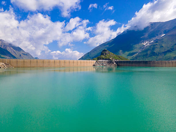 Aerial view of dam of Luzzone dam, Ticino Canton
