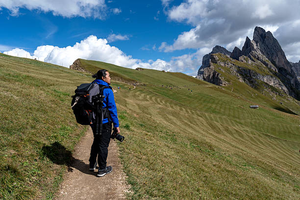 istock Asian Man At Secada Mountain in Val Gardena Italy 2221373653