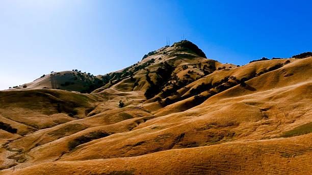Panoramic view near Pass Road in Northern California Sutter Buttes area in Sutter County.  Sutter Buttes - The World's Smallest Mountain Range. The Sutter Buttes are a small circular complex of eroded volcanic lava domes which rise as buttes above the flat plains of the Sacramento Valley in Sutter County, northern California