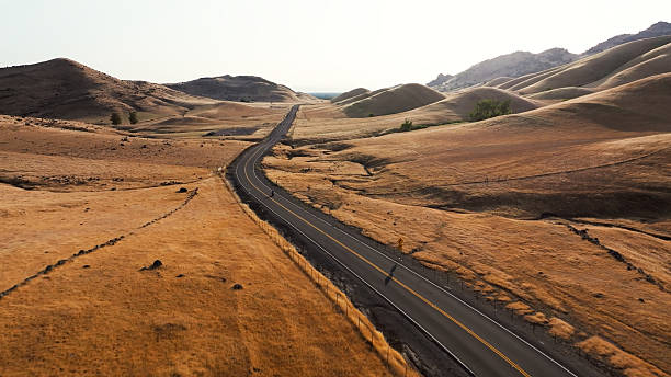 Panoramic view near Pass Road in Northern California Sutter Buttes area in Sutter County