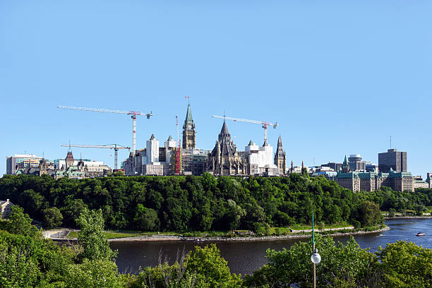 istock Ottawa skyline with Ottawa River and the Parliament Building under construction 2221400576