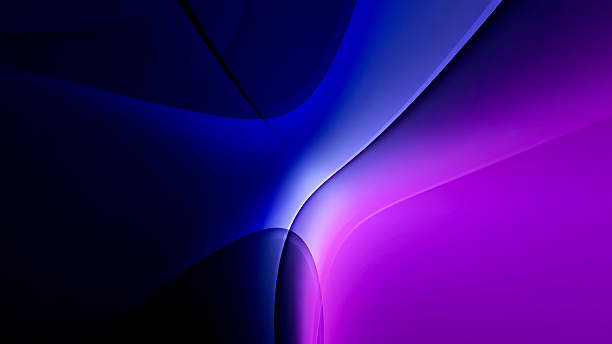 Vibrant abstract background with dynamic purple and blue flowing curved lines and modern glow effects