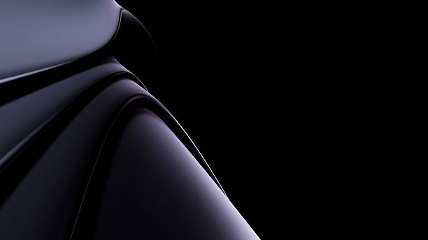 istock Elegant dark abstract background with subtle purple and grey curved metallic shapes and ample copy space 2221401722