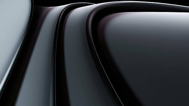 istock Sophisticated dark grey and silver abstract background with curved sleek lines and metallic glossy reflections 2221401728