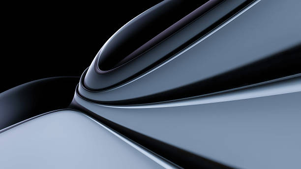 istock Stylish metallic silver and black abstract background with flowing curves and smooth elegant lines 2221401737
