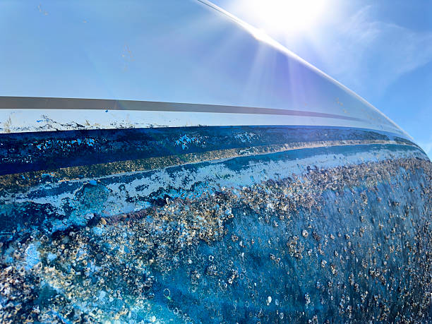 Close up textured surface of boat exterior surface