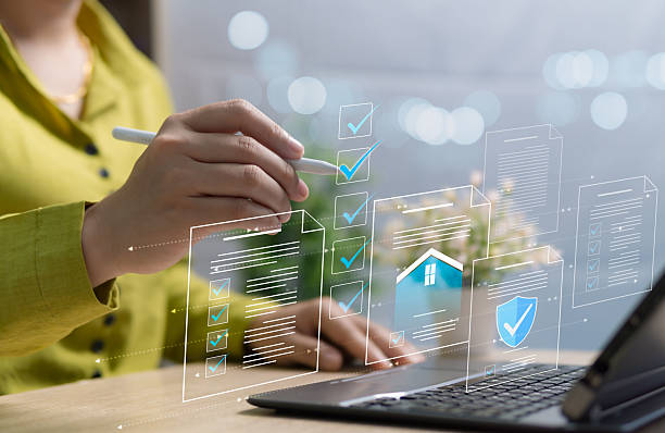 istock Concept of data analysis and review, document management, auditing including project approval, electronic documents of agreement on terms and conditions, business woman sitting working with laptop. 2221413062