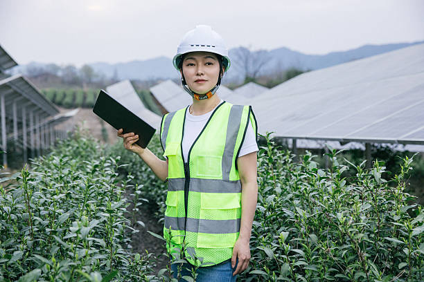 istock Asian female engineer working with digital tablet in solar power station 2221413097