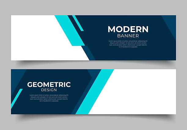 istock Abstract modern geometric shapes web banner for presentation or business template horizontal design background 2221419802