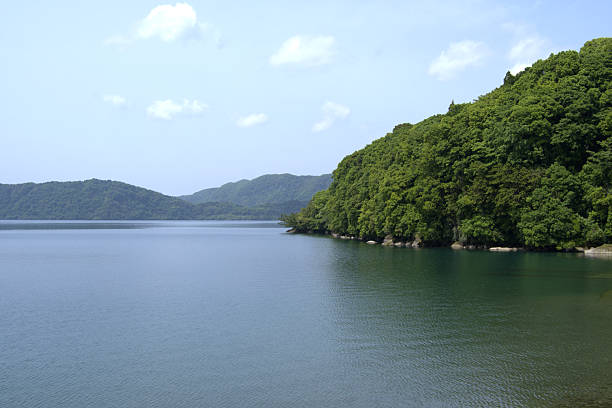 View at Lake Ikeda, a caldera lake in Kyūshū island, Japan.