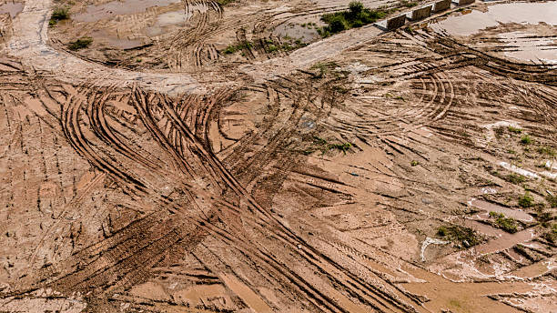 istock Aerial view of development of new road construction or overpass under construction 2221422283