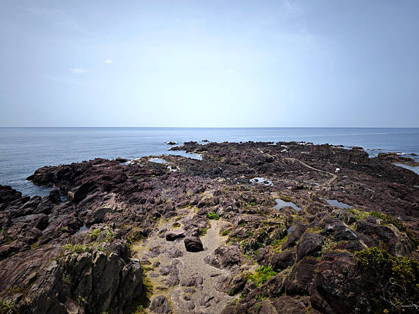 Rocks at Cape Nagasakibana, the most southern headland on the Satsuma Peninsula at the entrance to Kagoshima Bay, Kyushu, Japan.