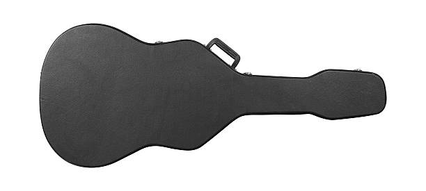 Musical instrument - Black acoustic guitar hard case on a white background. Isolated