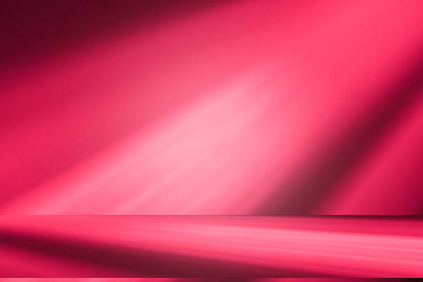 istock Wall interior background, studio, and backdrops show products. with shadow from window color white and pink light. background for text insertion and presentation of product 2221436820