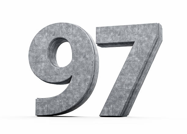 istock Concrete Number Ninety Seven 97 Digit Made Of Grey Concrete Stone White Background 3d Illustration 2221438320