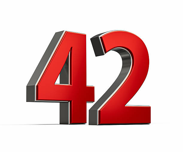 istock Bold Vibrant Red Number Forty two Number 42 With Sleek Metallic White Background 3D Illustration 2221438352