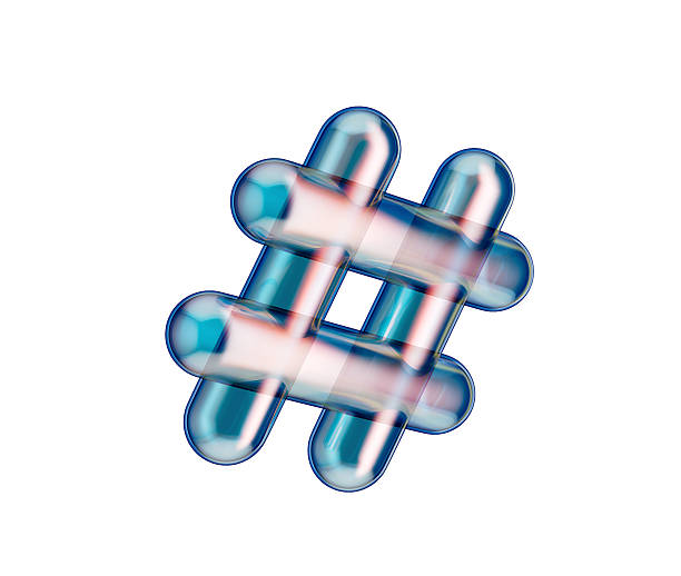 istock 3D Transparent hashtag icon with a futuristic glow, symbolizing digital trends. 3D Illustration 2221438385