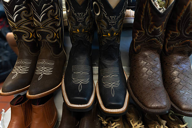 istock Stylish cowboy leather boots with intricate embroidery 2221442696