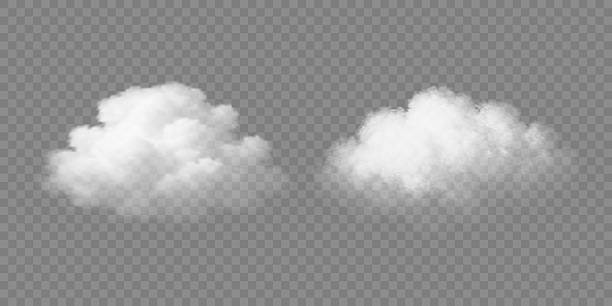 Realistic white fluffy clouds isolated on transparent background. Natural vapor shapes for weather design, sky elements or dreamy visual effects. Vector. Realistic white fluffy clouds isolated on transparent background. Natural vapor shapes for weather design, sky elements or dreamy visual effects. Vector illustration. cirrus clouds isolated stock illustrations