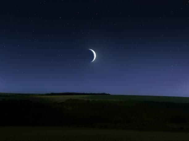istock Night landscape with crescent moon in the sky. 2221450343