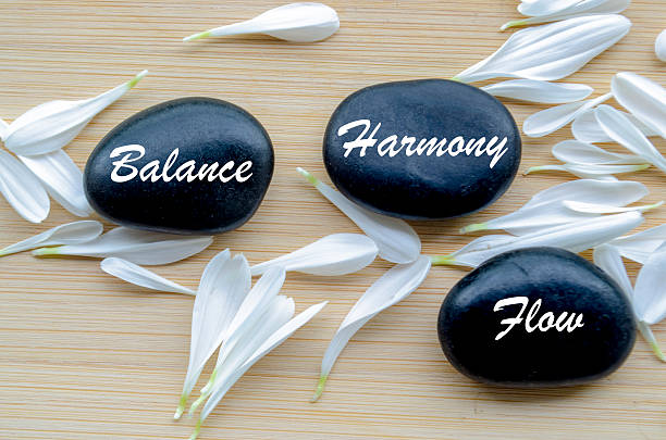 istock Stacked stones with balance, harmony, flow on smooth surface with blank space 2221453231