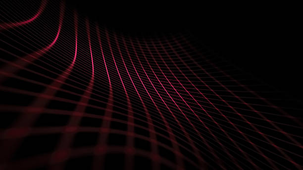 istock Red illuminated grid pattern on dark background forming abstract tunnel or digital cyberspace perspective 2221454913