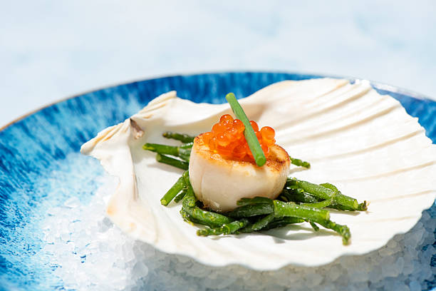 istock Delicious Scallop with sea asparagus 2221471905