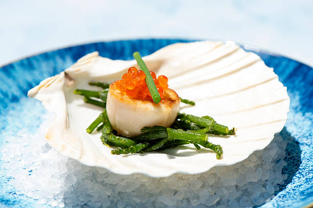 istock Delicious Scallop with sea asparagus 2221471907