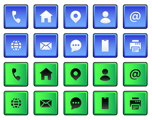 istock Colorful Square Contact Icons – Blue and Green Communication Buttons 2221472427