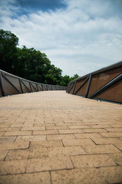 istock Modern Pathway in the Park with Cloudy Sky 2221478493