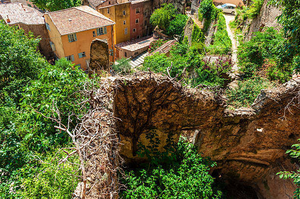 A panoramic outlook over the historic town of Cotignac, in the French Provence.