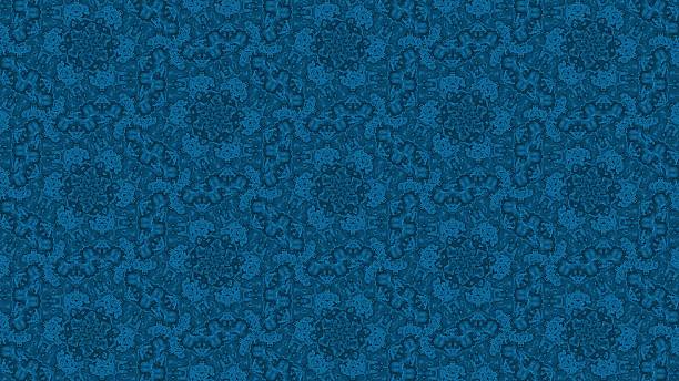 istock Saturated blue kaleidoscope pattern background with intricate floral and geometric shapes, seamless texture design 2221485483