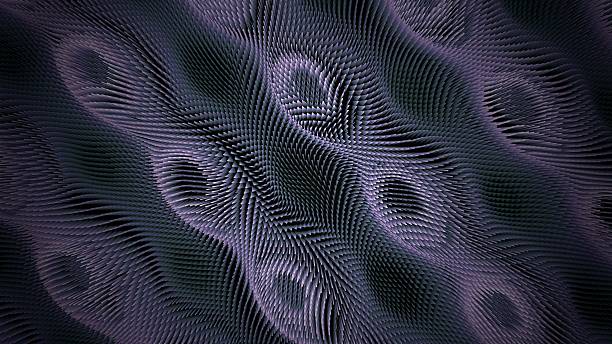 Abstract wavy purple textured surface with intricate organic patterns and dark shadowy depths background