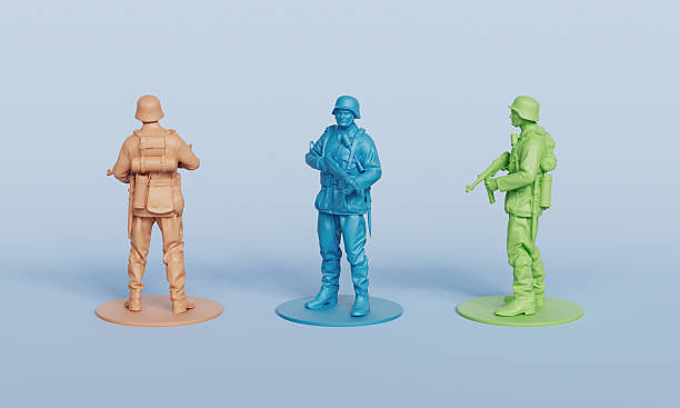 istock World War 2 German Soldier with Rifle Figure Toy. 3D Rendering. 2221485856